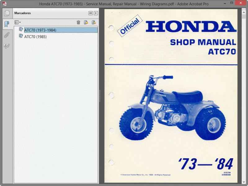Honda ATC70 (19731985) Repair Manual Wiring Diagrams